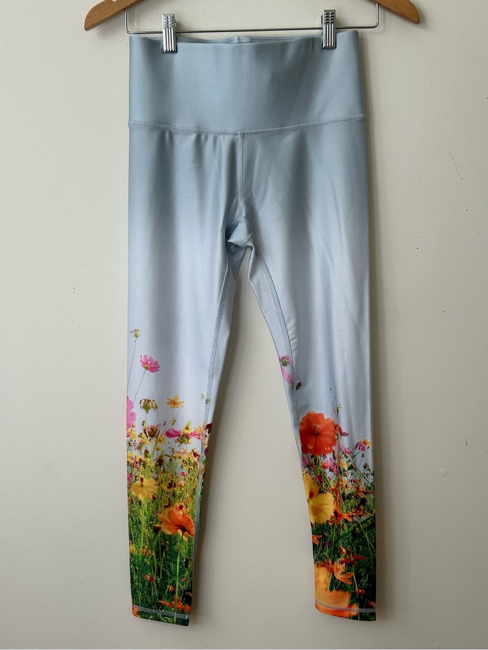 Terez Women's White Wildflower Hi-Shine Active Leggings Pants Size Small